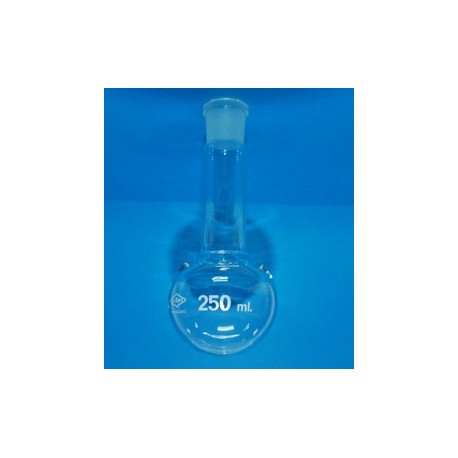 MATRAZ esferico fondo redondo cuello LARGO vidrio borosilicato H-29/32 250ml