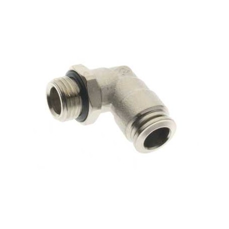 Racord Giratorio Codo Cilíndrico Macho BSP Orientable Latón niquelado Ø12 3/8 Aignep 57116 12 3/8