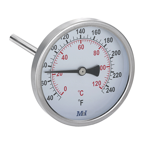 Termómetro Ø100mm Inoxidable AISI 304 D.escala BSP 1/2" Salida horizontal SH